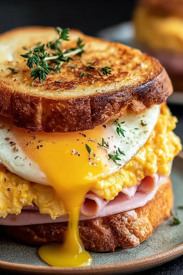 Egg and chicken turkey ham breakfast sandwich image 2