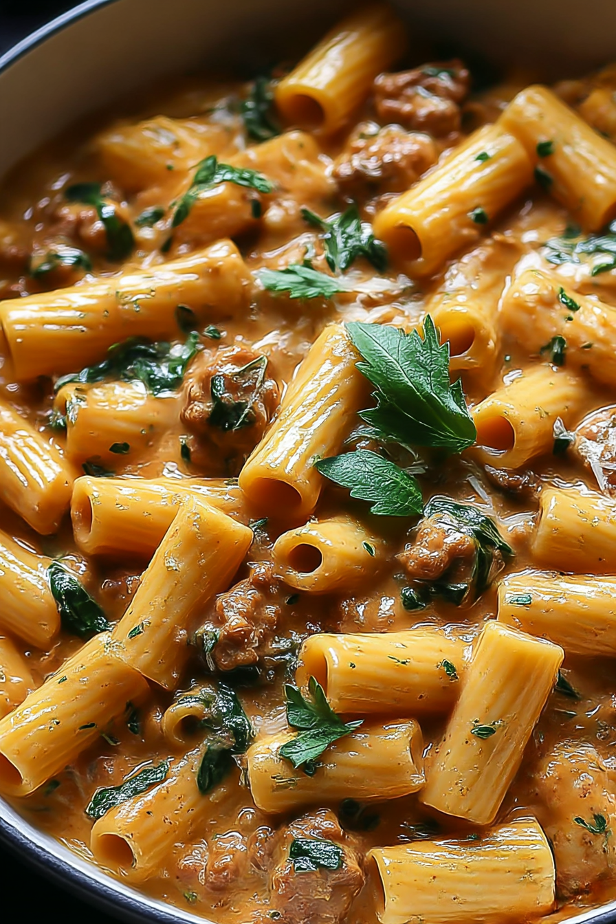 One-Pot Creamy Chicken Sausage Rigatoni Recipe image 2