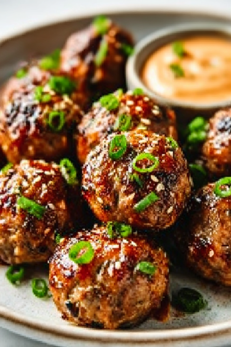Tender Korean BBQ Meatballs with Spicy Mayo Dip image 2